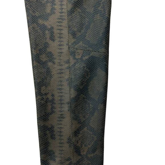 Philosophy NWT Olive Brown Snakeskin Print Faux Leather Pull On Skinny Pants - Picture 11 of 16